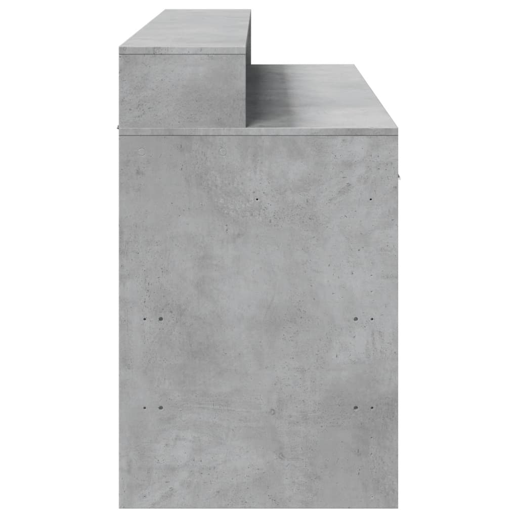 LED Desk Concrete Gray 140x55x91 cm Engineered Wood