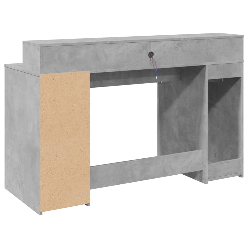 LED Desk Concrete Gray 140x55x91 cm Engineered Wood