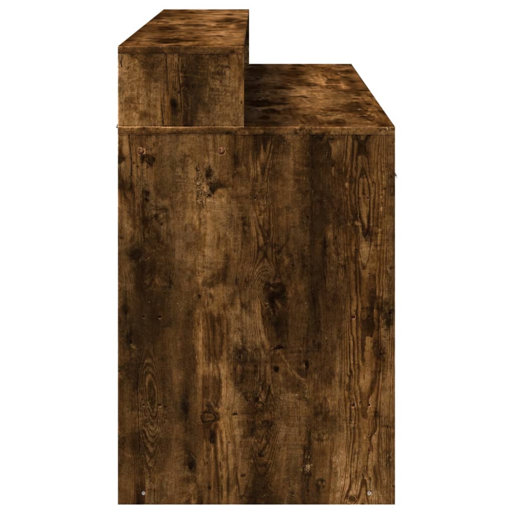 LED Desk Smoked Oak 140x55x91 cm Engineered Wood