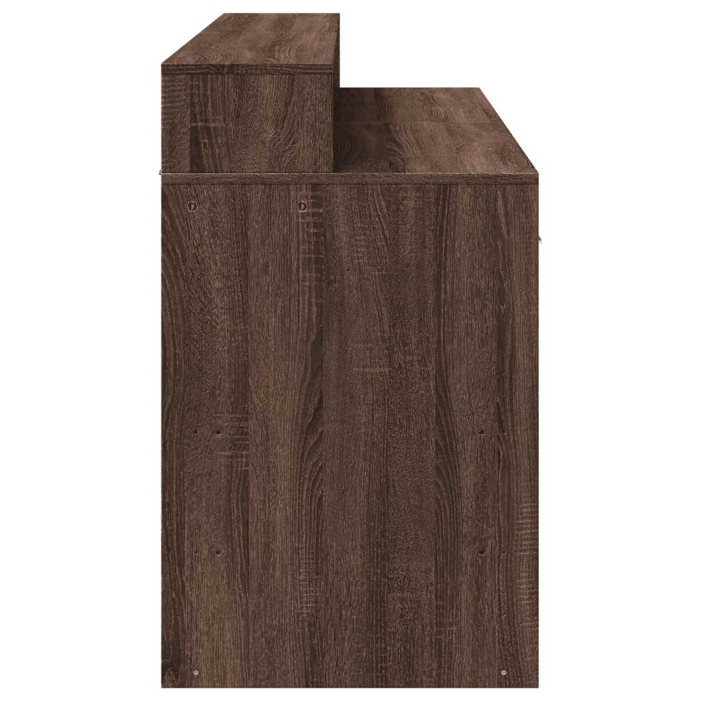 LED Desk Brown Oak Effect 140x55x91 Engineered Wood