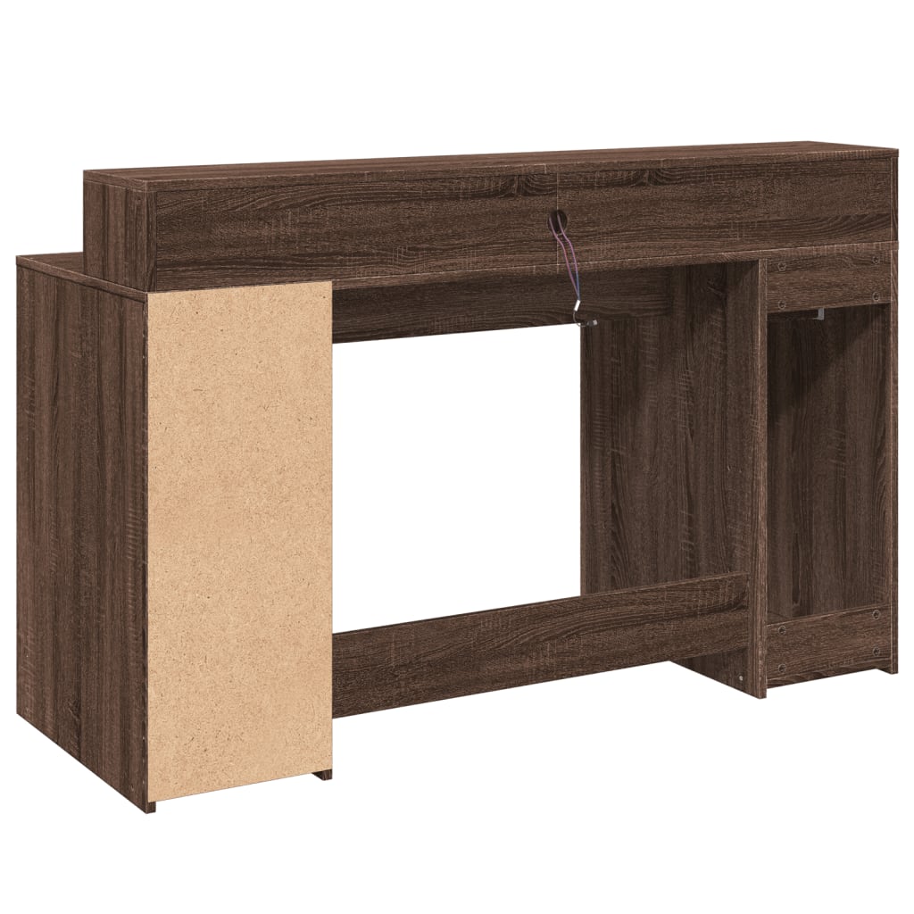 LED Desk Brown Oak Effect 140x55x91 Engineered Wood