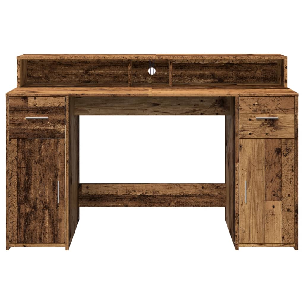 Bureau LED aspect vieux bois 140x55x91 cm matériau à base de bois