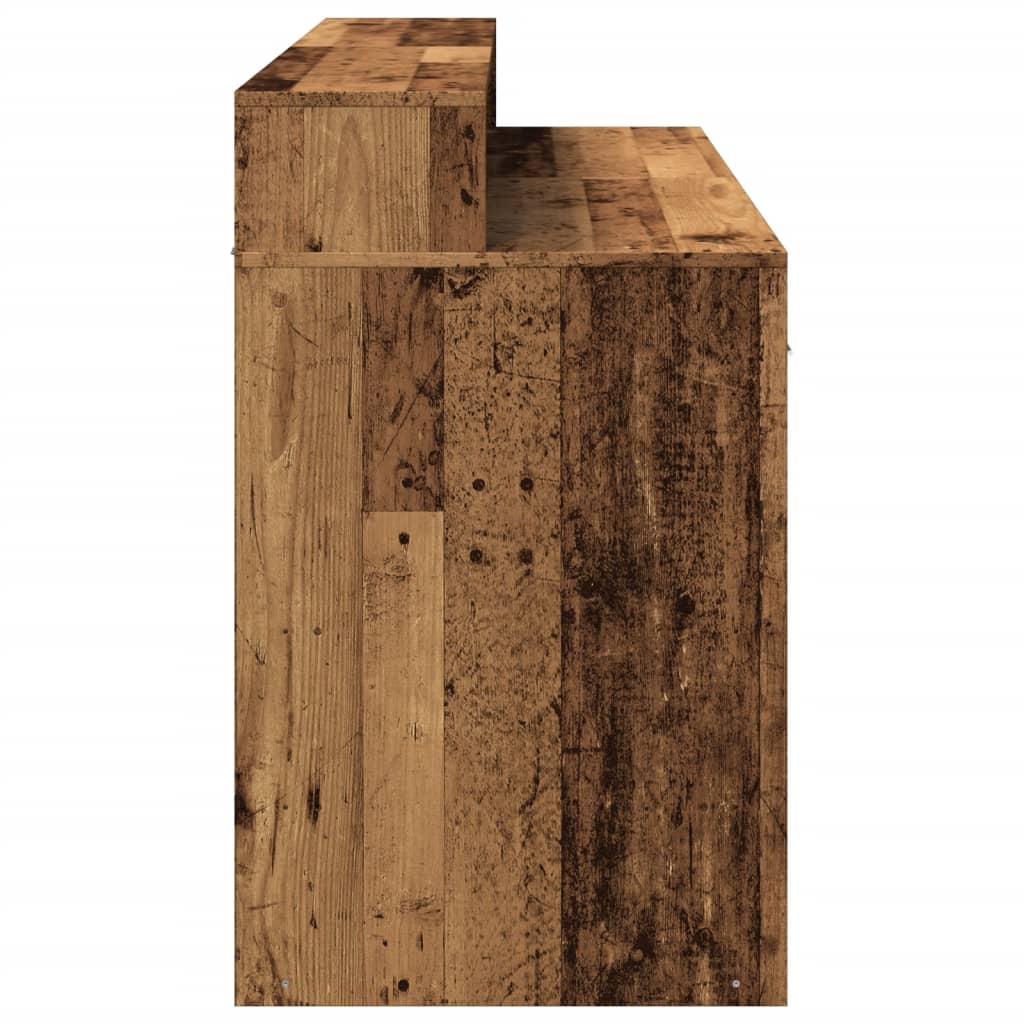Bureau LED aspect vieux bois 140x55x91 cm matériau à base de bois