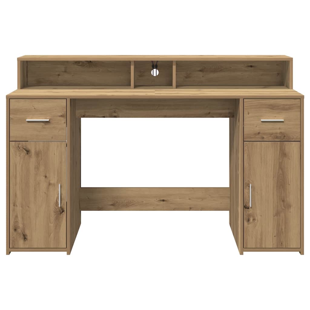LED Desk Artisan Oak 140x55x91 Engineered Wood