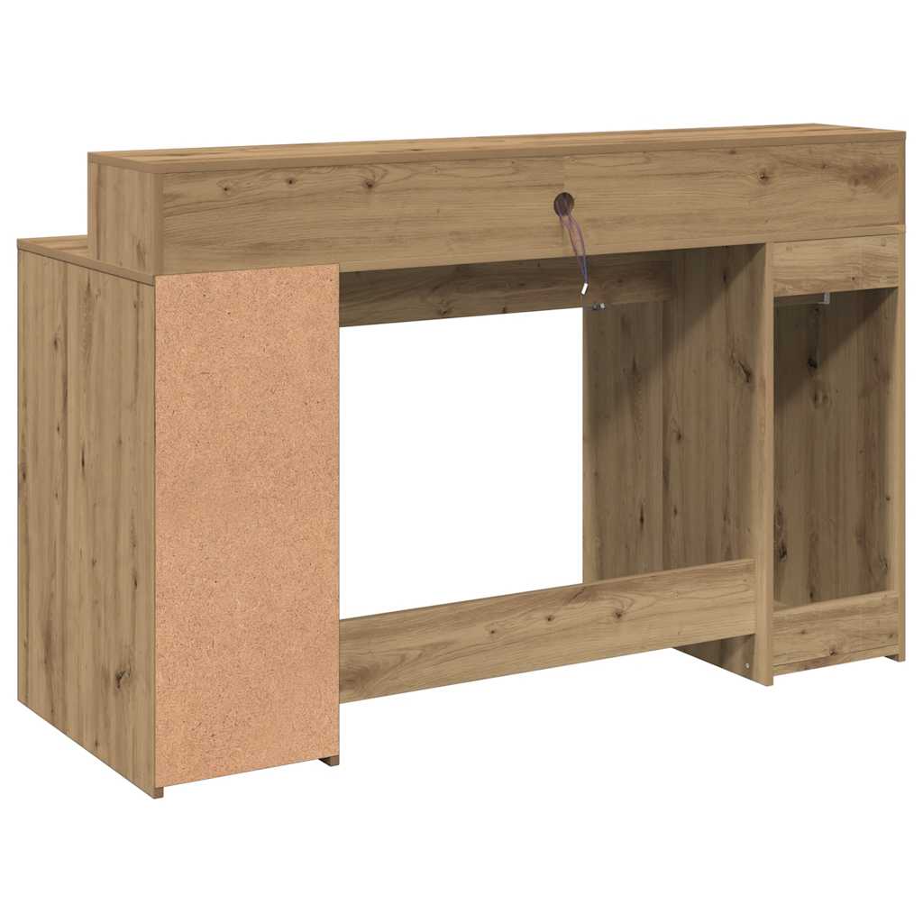 LED Desk Artisan Oak 140x55x91 Engineered Wood