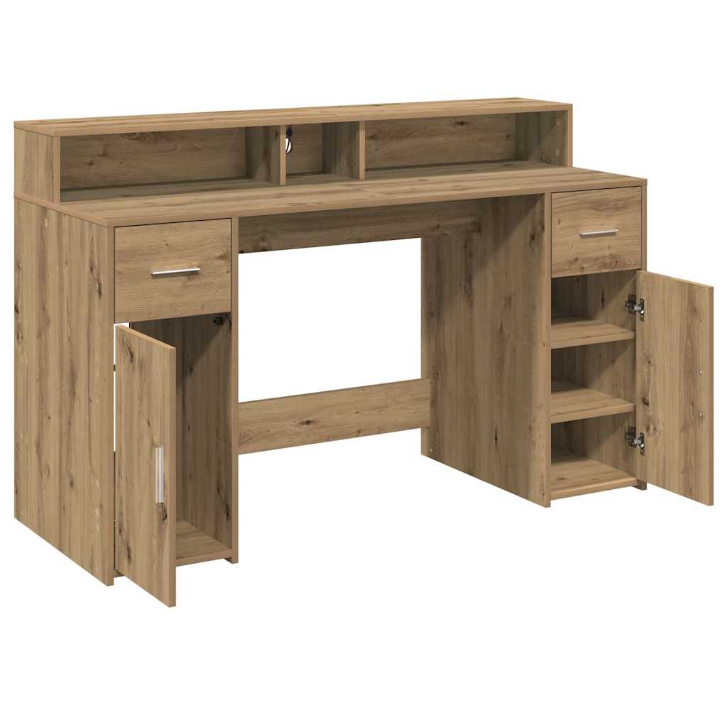 LED Desk Artisan Oak 140x55x91 Engineered Wood