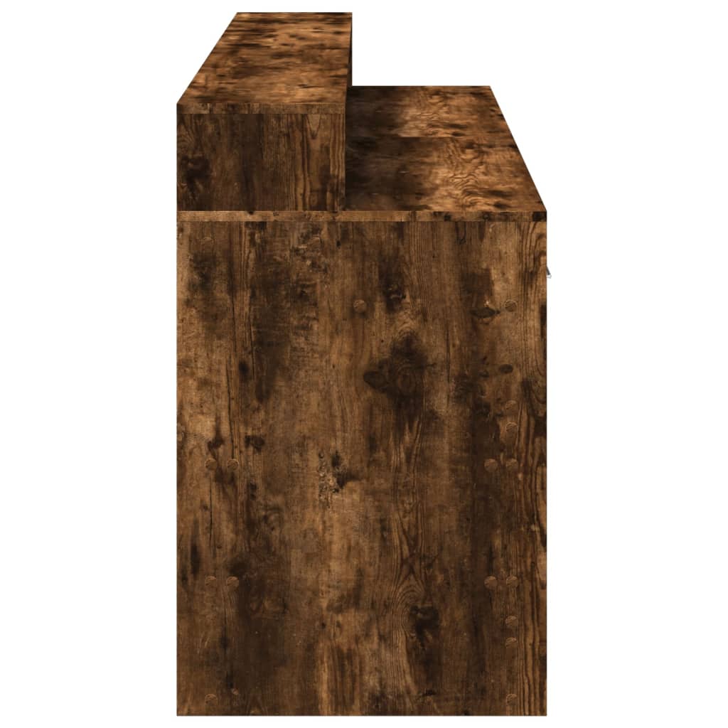 LED Desk Smoked Oak 160x55x91 cm Engineered Wood