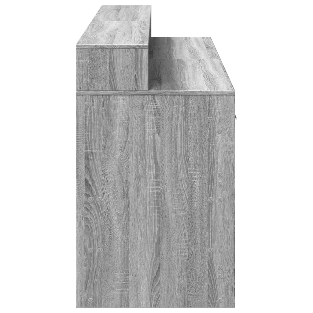 LED Desk Grey Sonoma 160x55x91 cm Engineered Wood