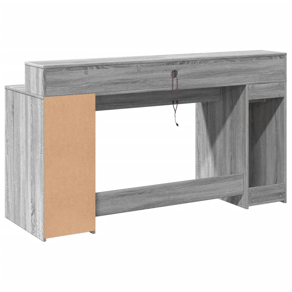 LED Desk Grey Sonoma 160x55x91 cm Engineered Wood