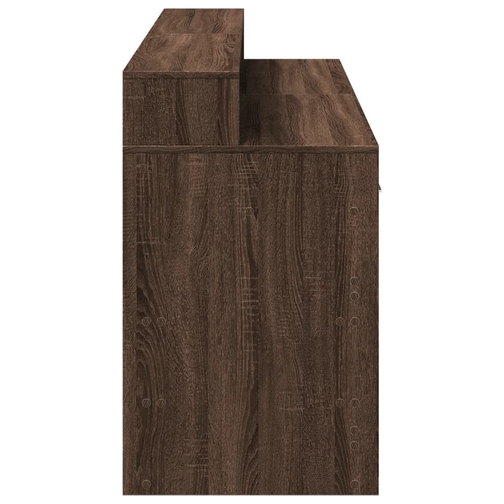 LED Desk Brown Oak Effect 160x55x91 Wood Material