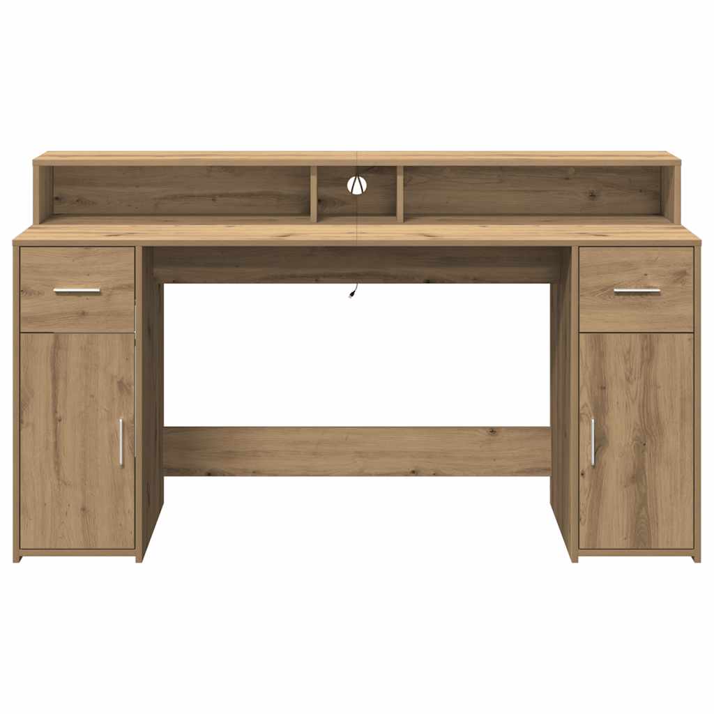 LED desk Artisan oak 160x55x91 wood-based material