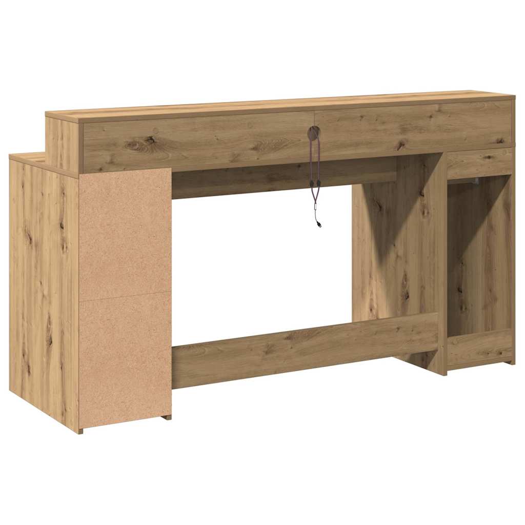 LED desk Artisan oak 160x55x91 wood-based material