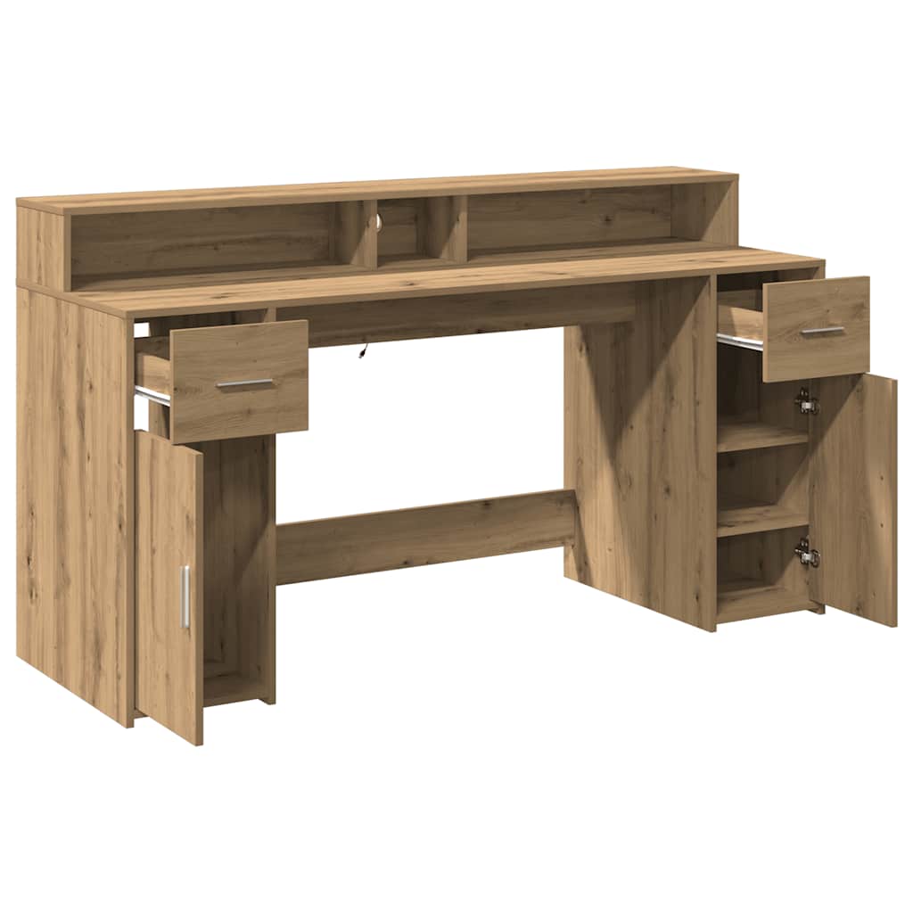 LED desk Artisan oak 160x55x91 wood-based material