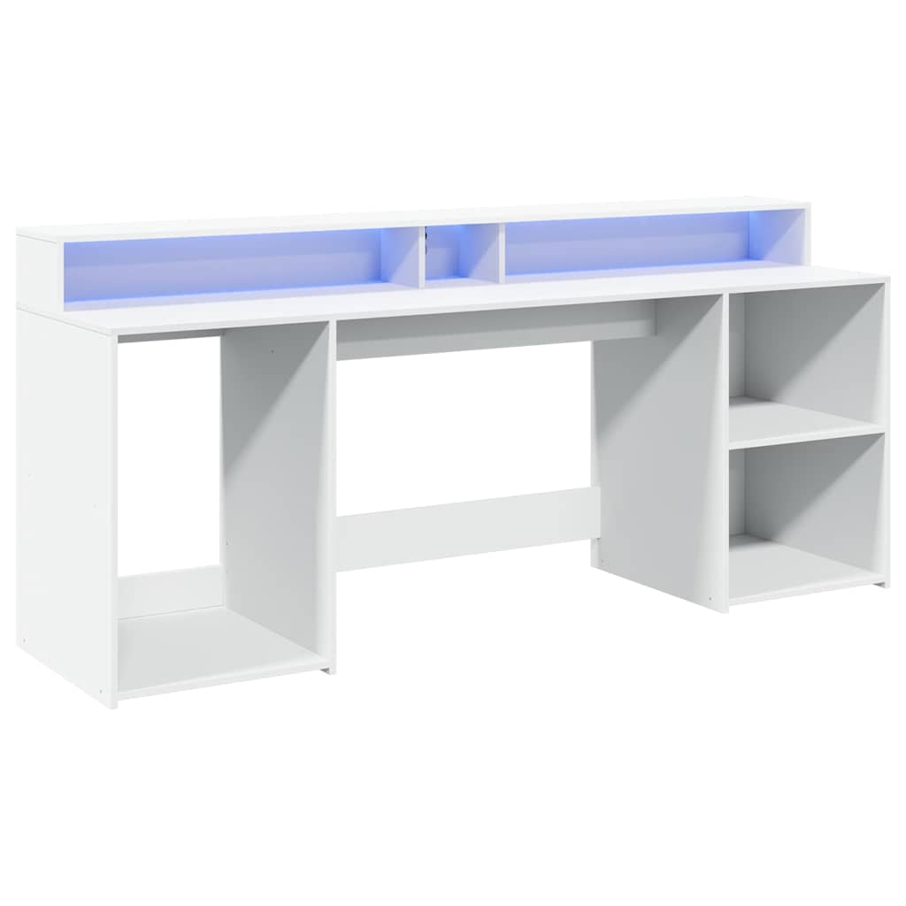LED Desk White 200x55x91 cm Engineered Wood
