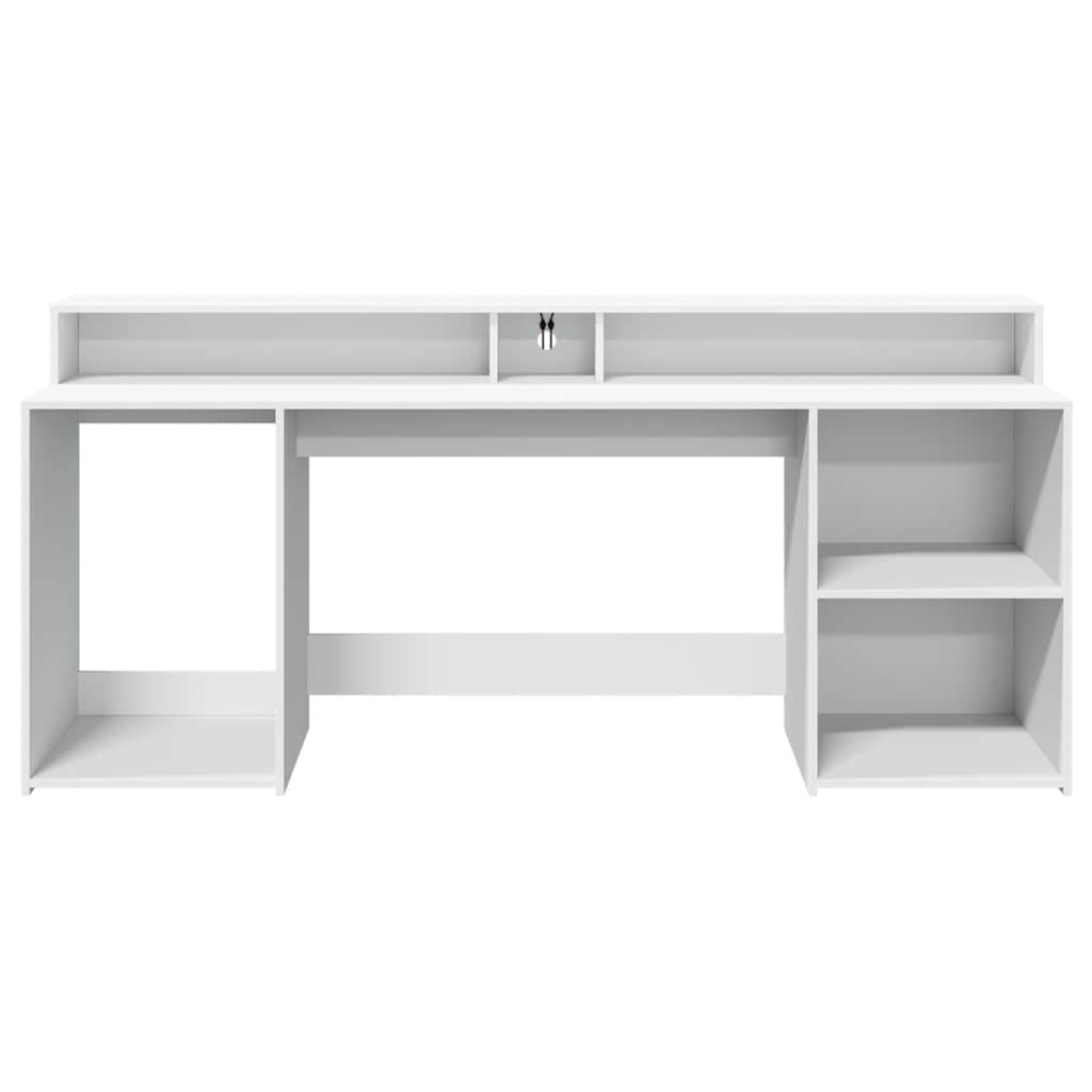 LED Desk White 200x55x91 cm Engineered Wood