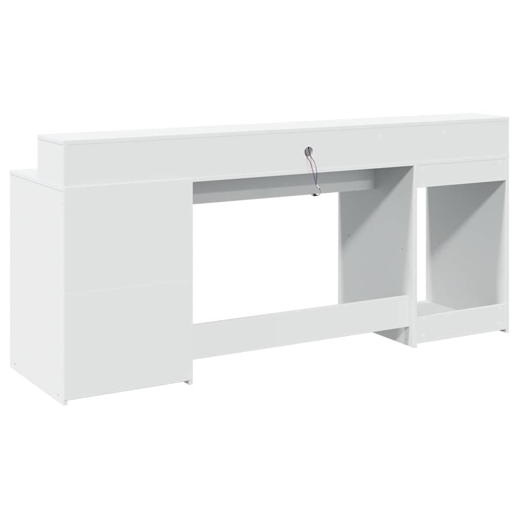 LED Desk White 200x55x91 cm Engineered Wood
