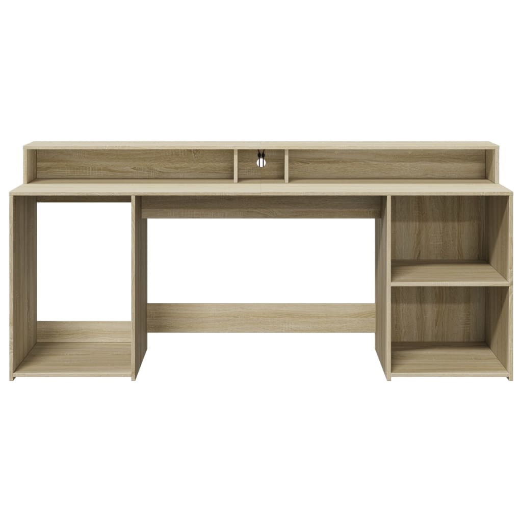 LED Desk Sonoma Oak 200x55x91 cm Engineered Wood