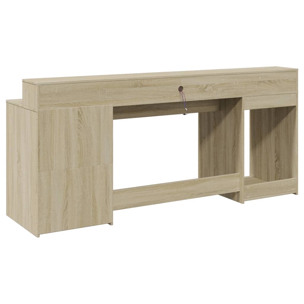 LED Desk Sonoma Oak 200x55x91 cm Engineered Wood