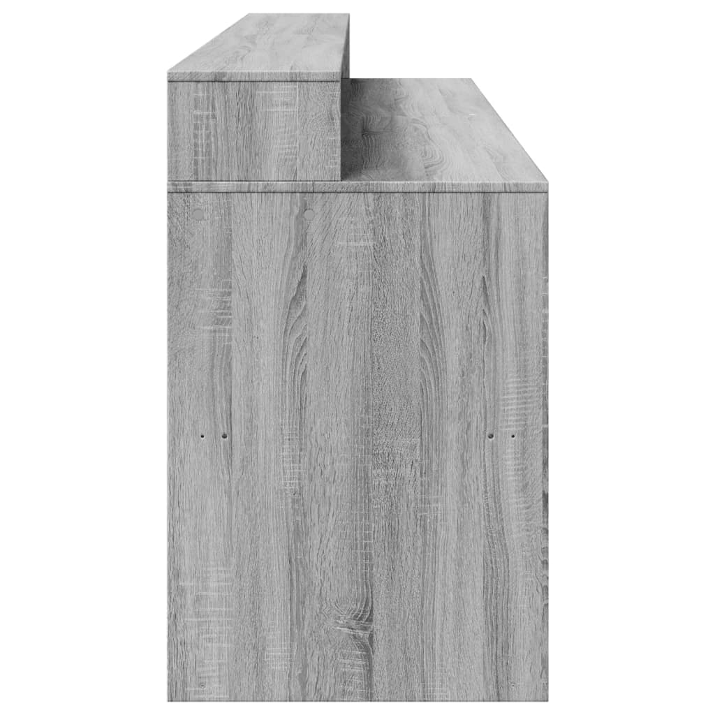 LED Desk Grey Sonoma 200x55x91 cm Engineered Wood