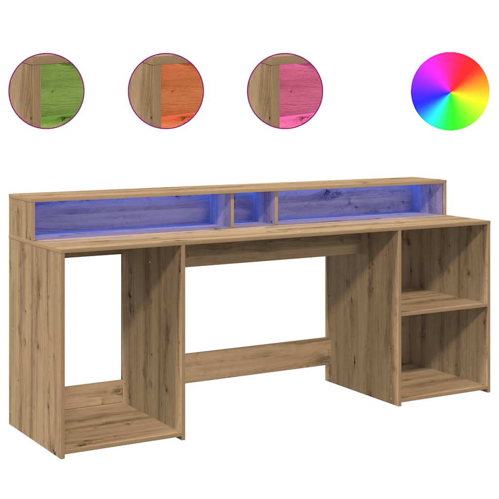 LED Desk Artisan Oak 200x55x91 Engineered Wood