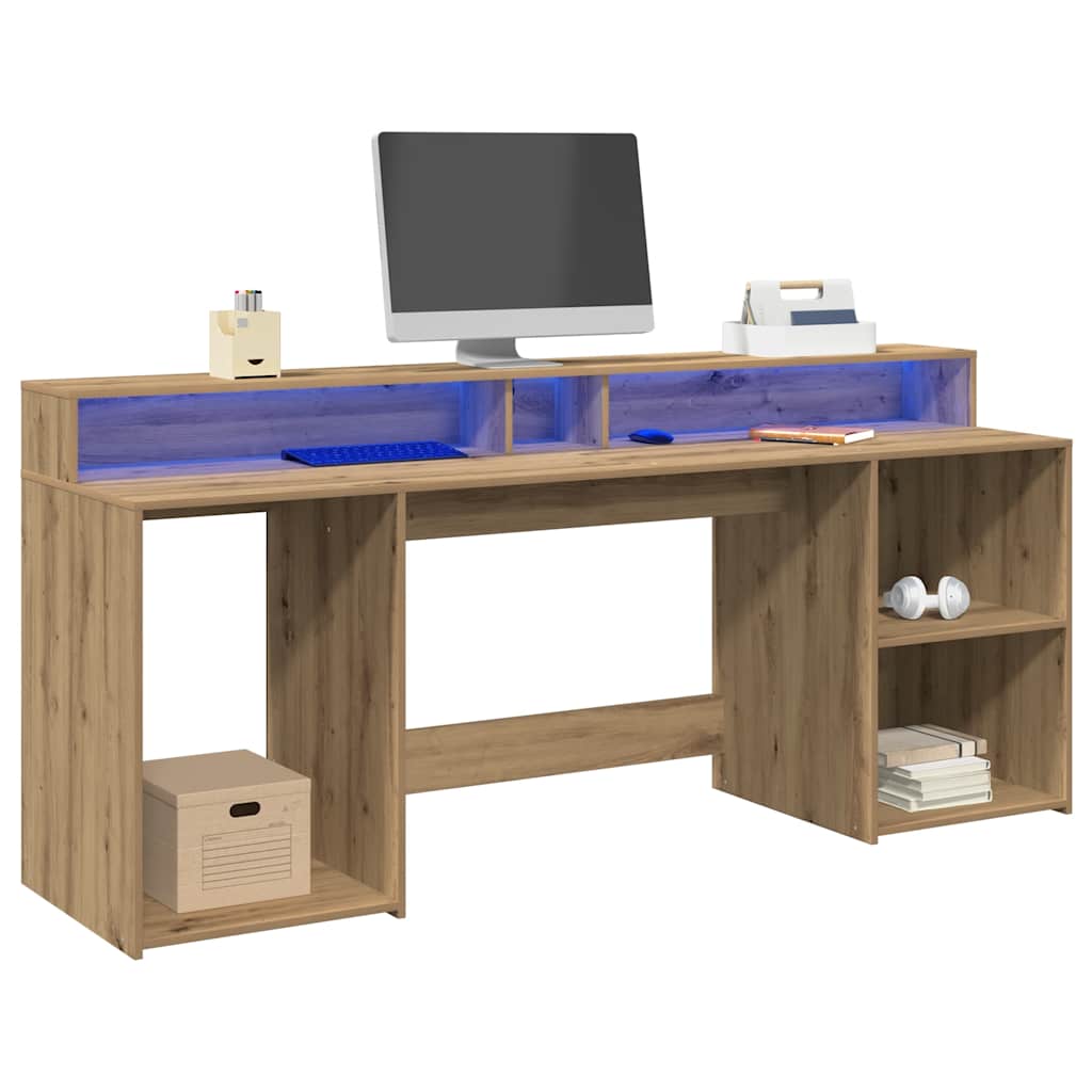 LED Desk Artisan Oak 200x55x91 Engineered Wood
