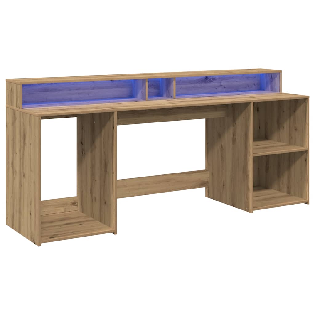 LED Desk Artisan Oak 200x55x91 Engineered Wood