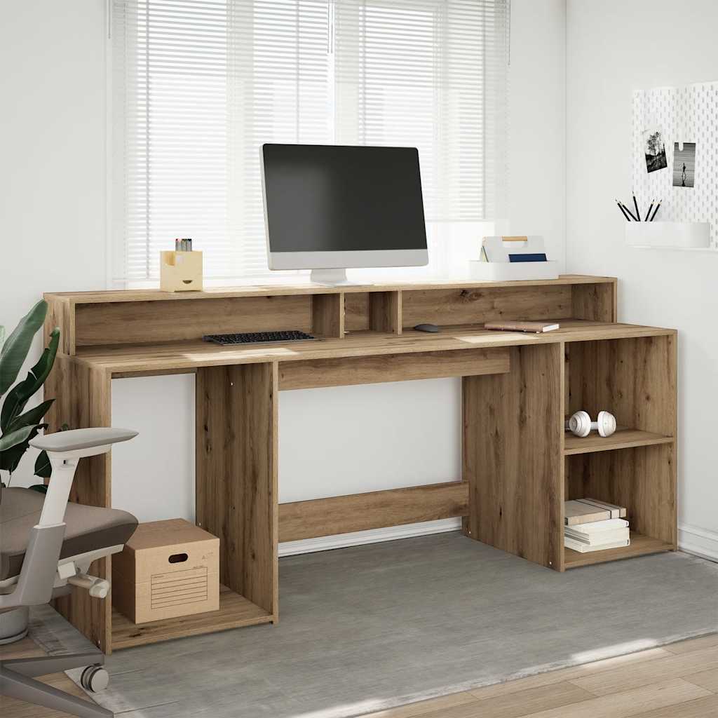 LED Desk Artisan Oak 200x55x91 Engineered Wood