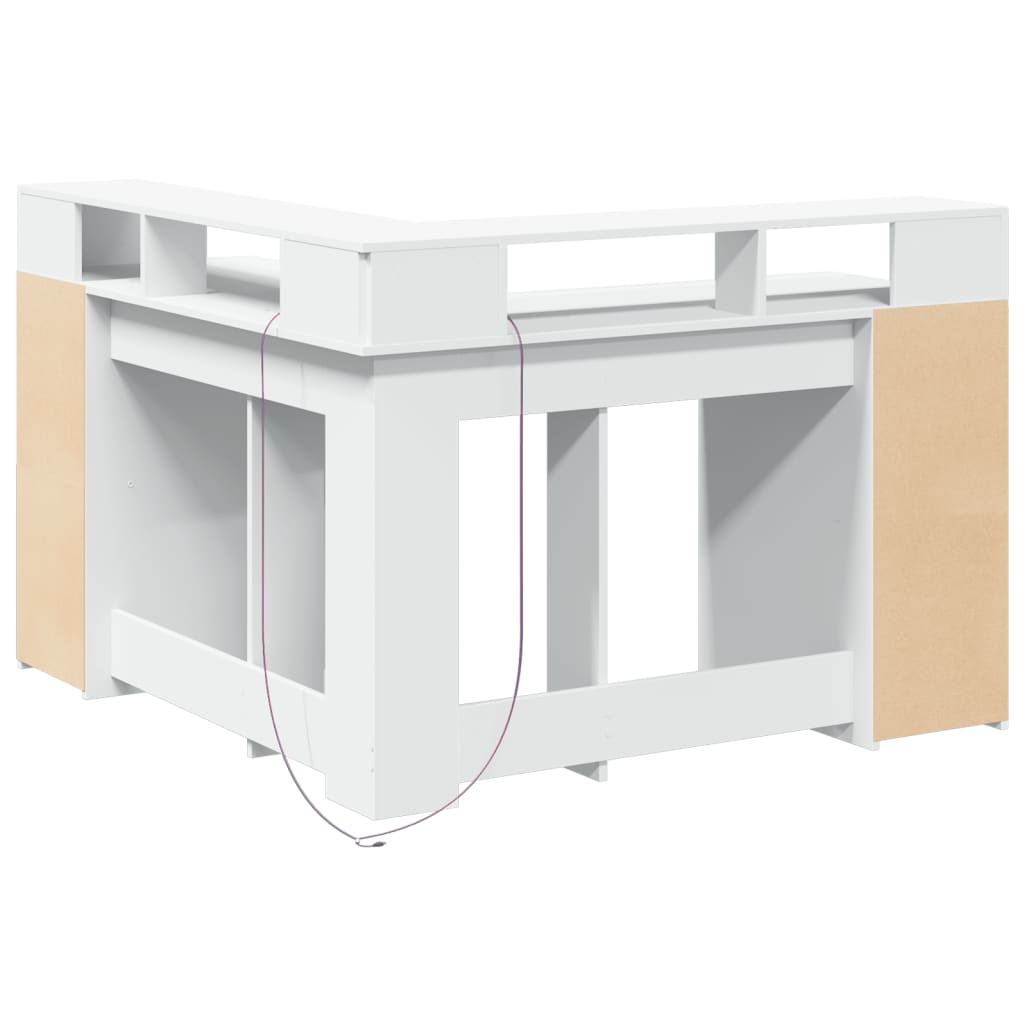 Bureau LED blanc 130x130x91 cm bois d'ingénierie