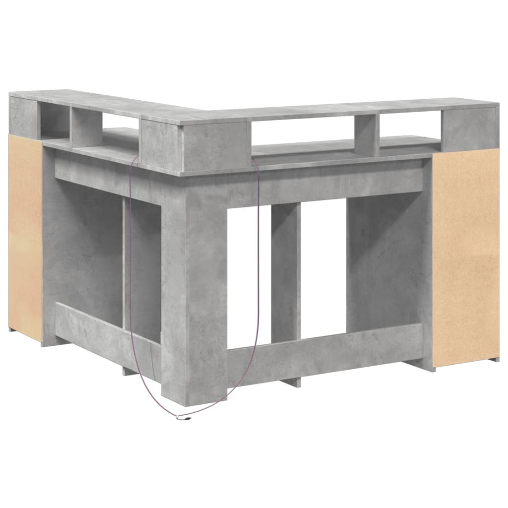 LED Desk Concrete Grey 130x130x91 cm Engineered Wood