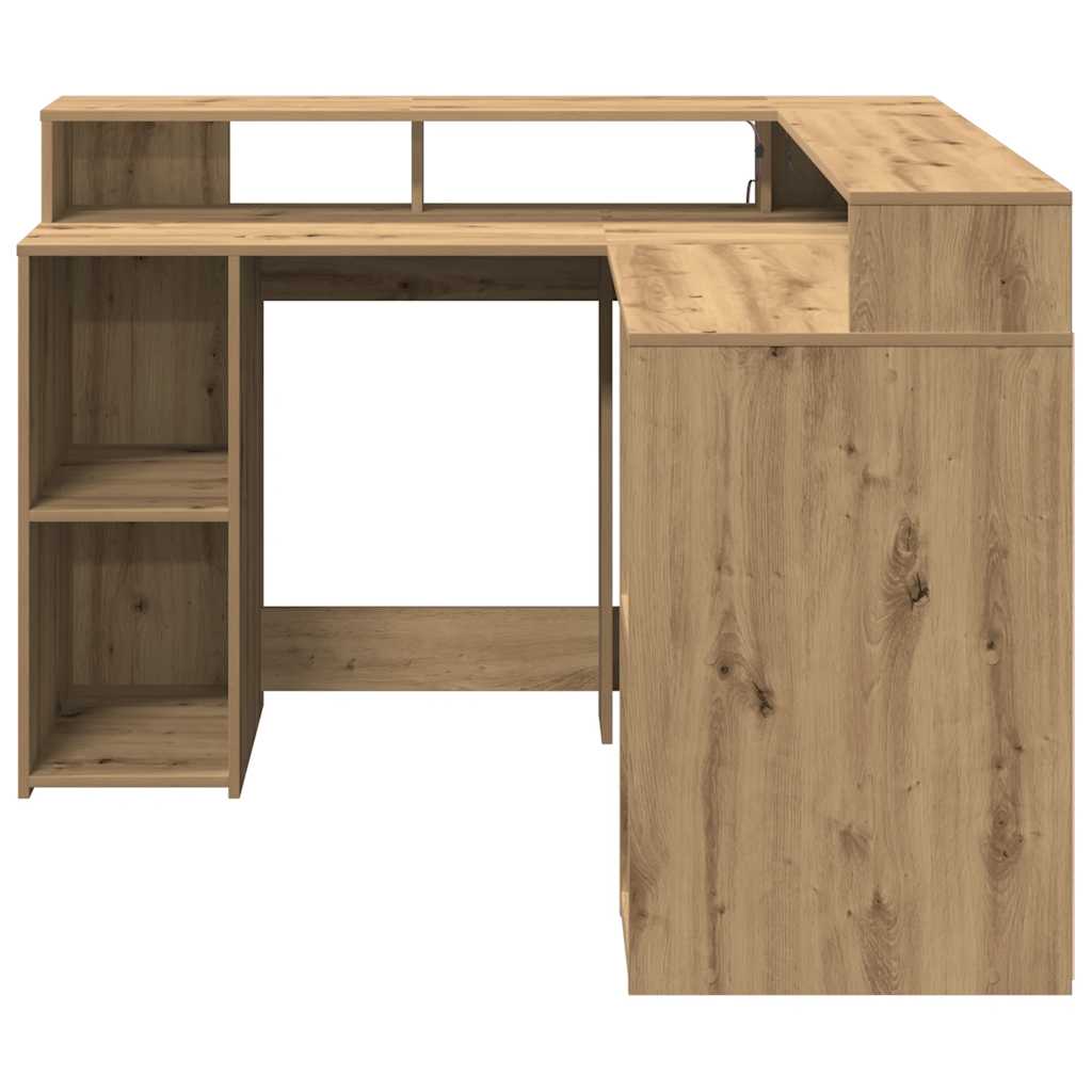 LED-Schreibtisch Artisan-Eiche 130x130x91 Holzwerkstoff