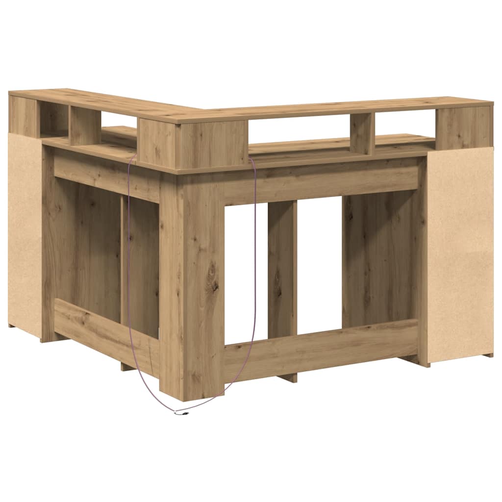 LED-Schreibtisch Artisan-Eiche 130x130x91 Holzwerkstoff