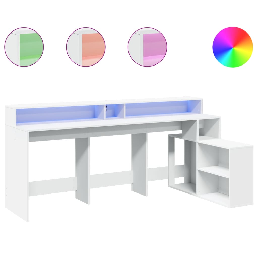 LED Desk White 200x104x91 cm Engineered Wood