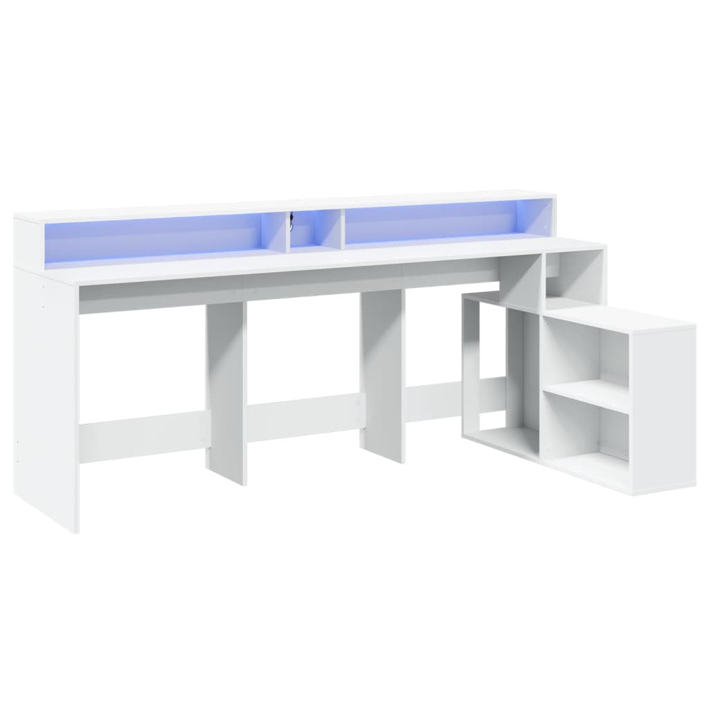 LED Desk White 200x104x91 cm Engineered Wood