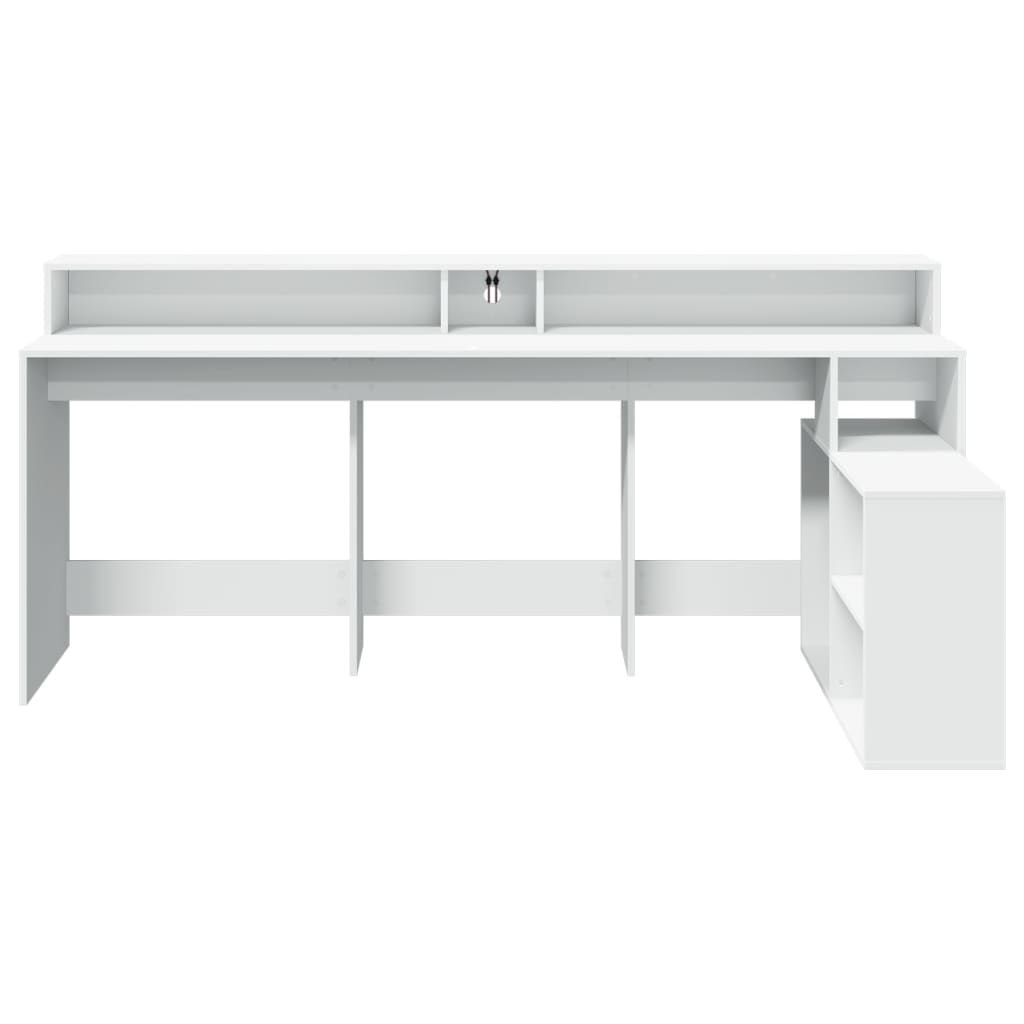 LED Desk White 200x104x91 cm Engineered Wood