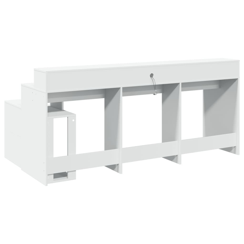 LED Desk White 200x104x91 cm Engineered Wood