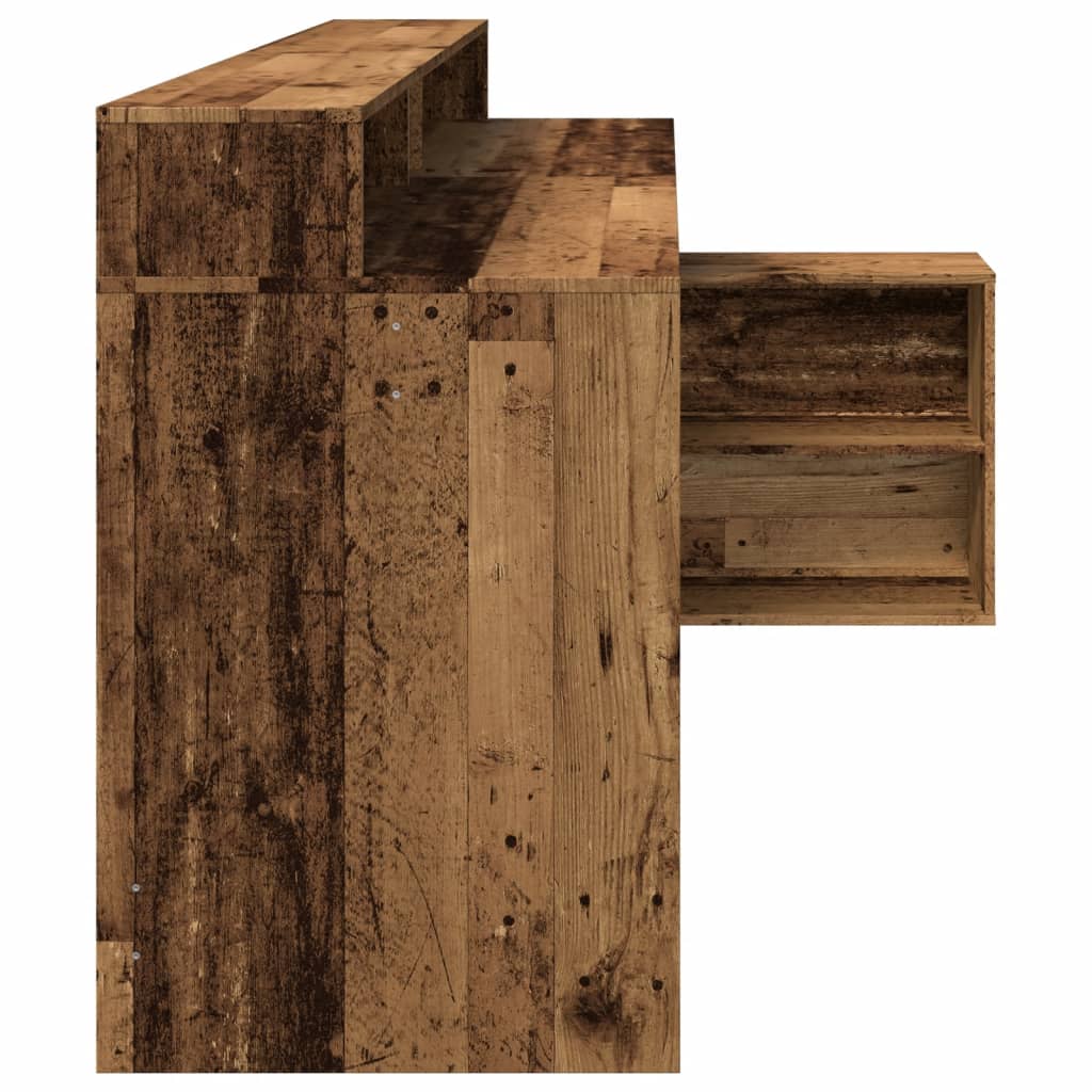 LED Desk Reclaimed Wood Look 200x104x91 cm Engineered Wood