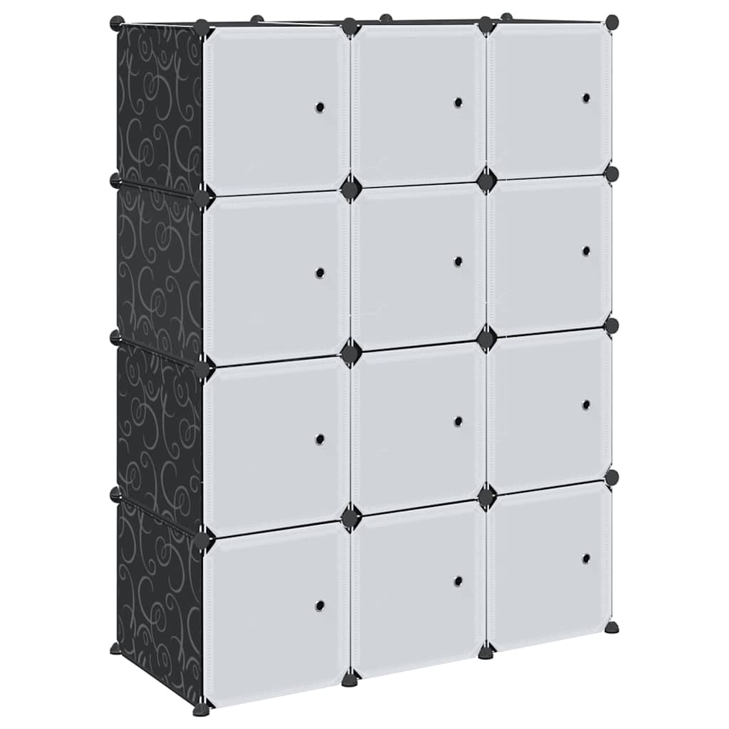 Shelf system with 12 cubes and hanging rails PP
