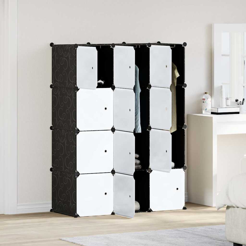 Shelf system with 12 cubes and hanging rails PP