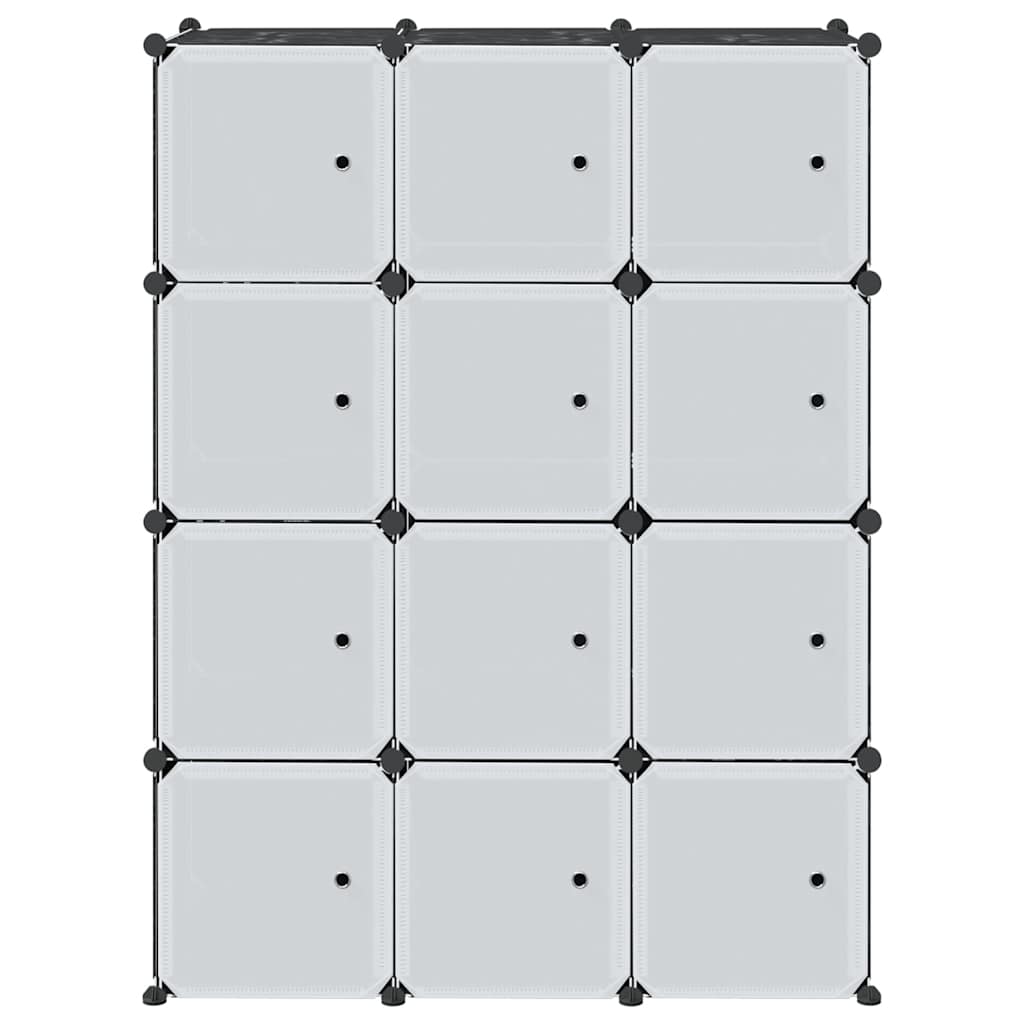 Shelf system with 12 cubes and hanging rails PP