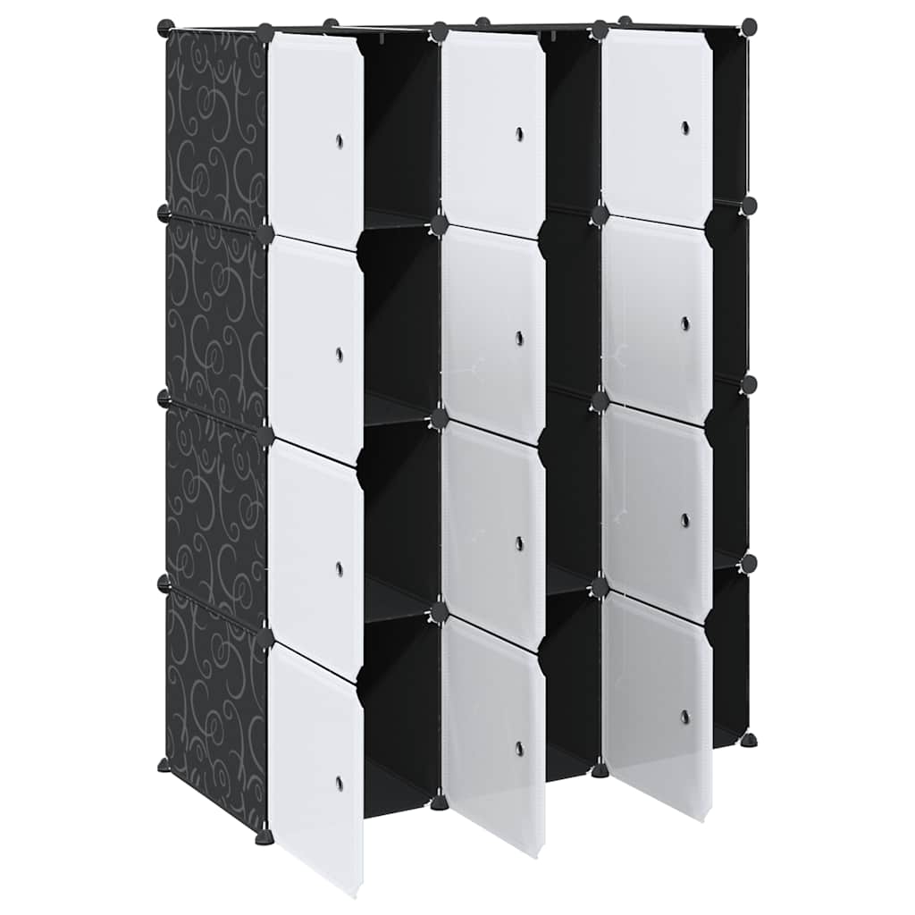 Shelf system with 12 cubes and hanging rails PP