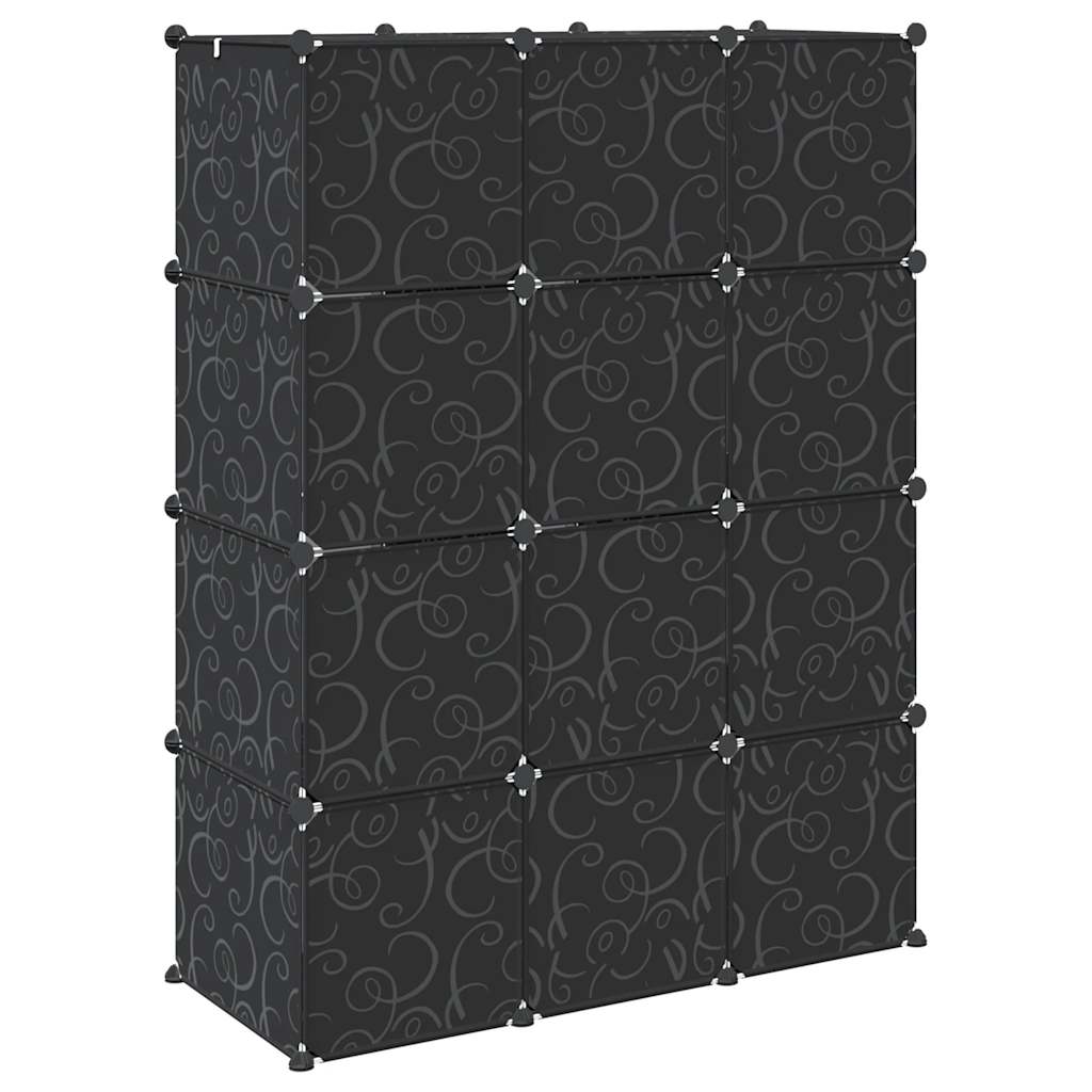 Shelf system with 12 cubes and hanging rails PP