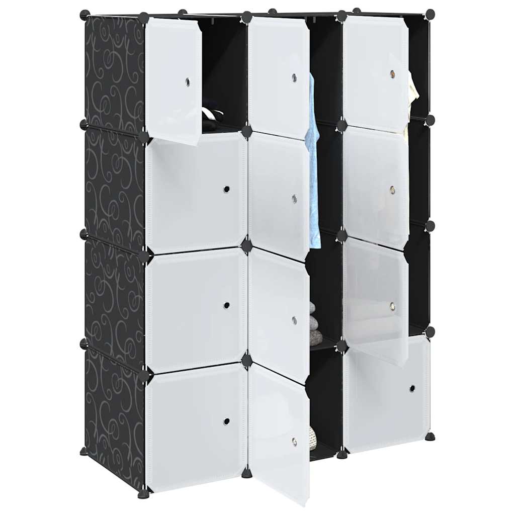 Shelf system with 12 cubes and hanging rails PP