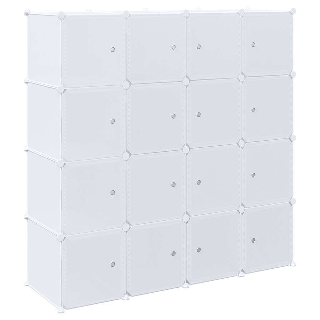 Shelf system with 16 cubes and hanging rods PP