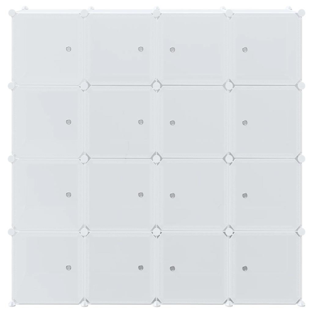 Shelf system with 16 cubes and hanging rods PP