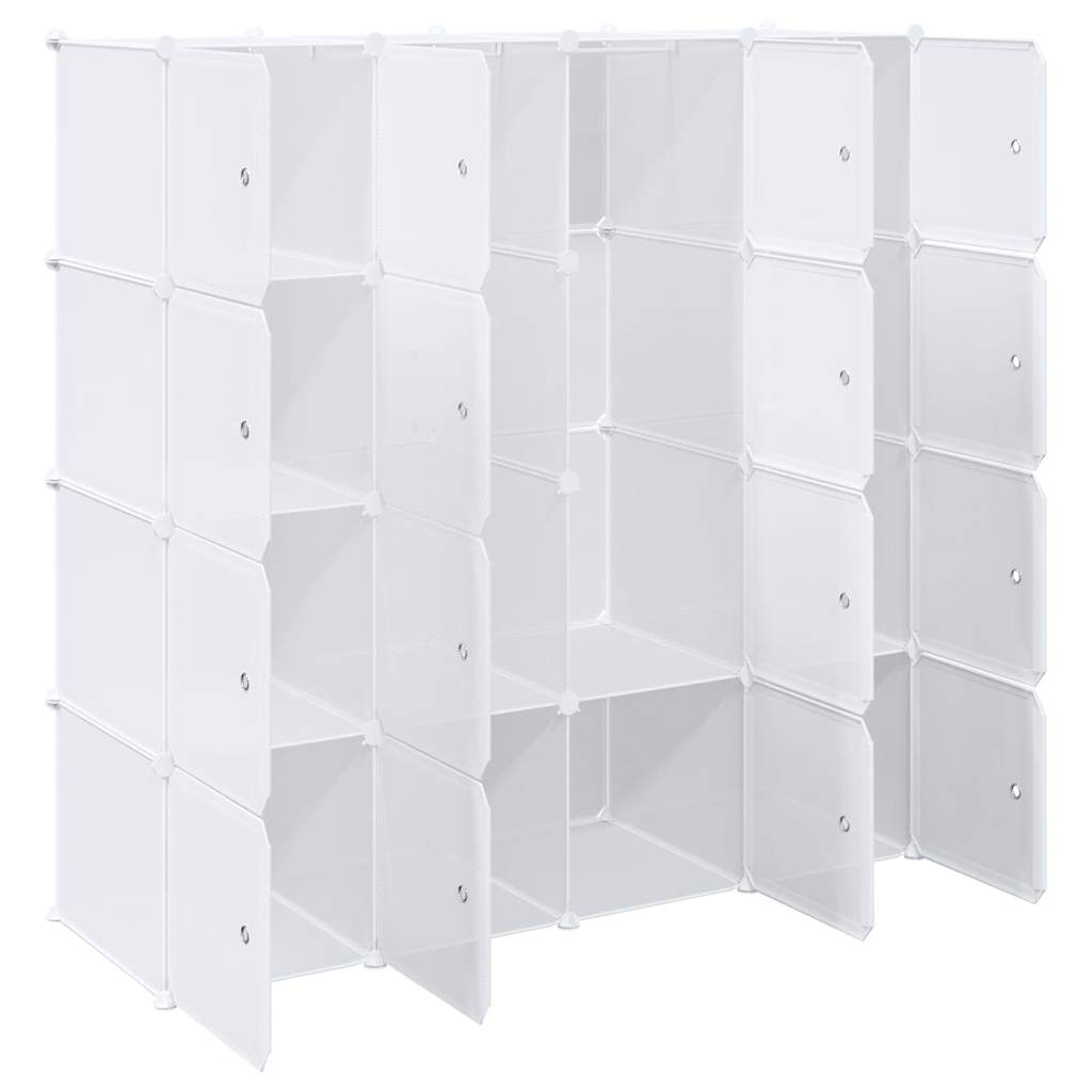 Shelf system with 16 cubes and hanging rods PP