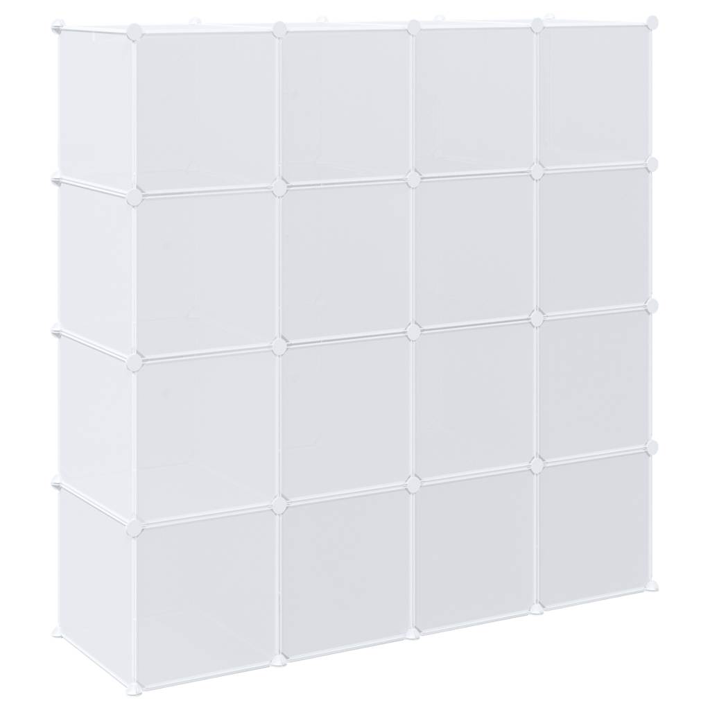 Shelf system with 16 cubes and hanging rods PP