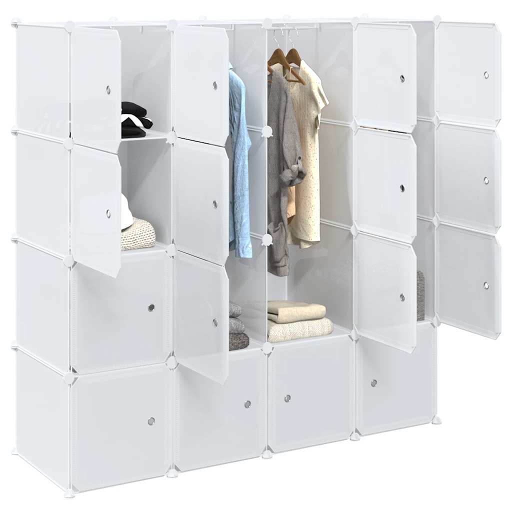 Shelf system with 16 cubes and hanging rods PP