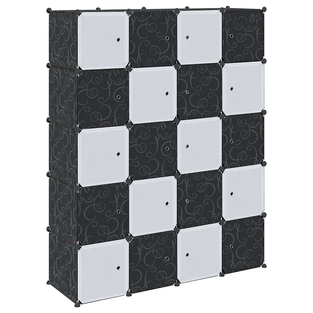 Rayonnage composé de 20 cubes et de tringles de suspension en PP