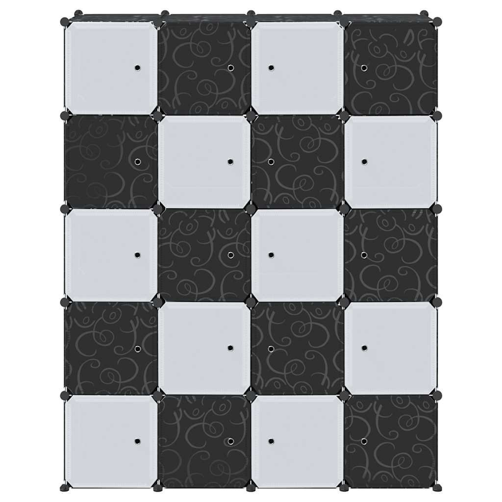 Rayonnage composé de 20 cubes et de tringles de suspension en PP