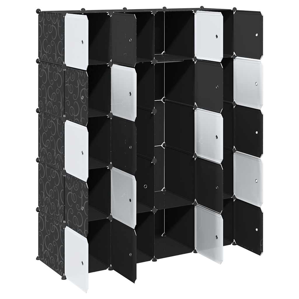 Rayonnage composé de 20 cubes et de tringles de suspension en PP